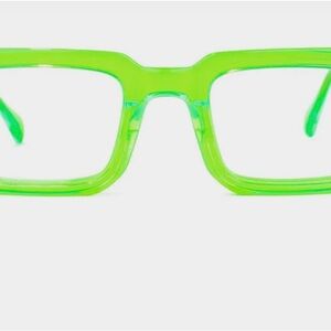 Neon Green Rectangular Clear Lens Glasses